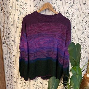Ava & Viv Purple and Black Crew Neck Sweater